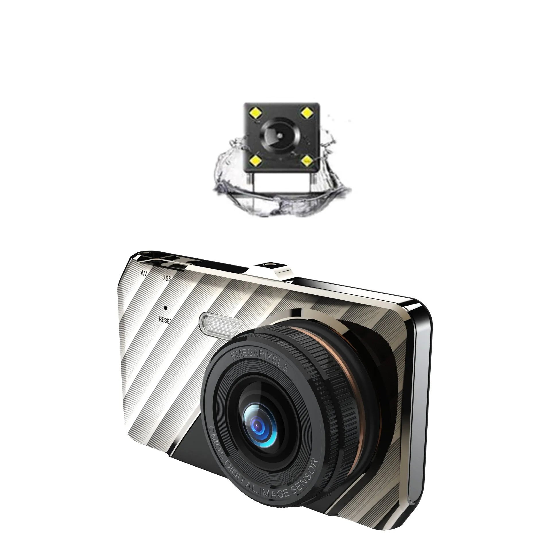 4 inch front and rear dual lens dashcam with touch screen display
