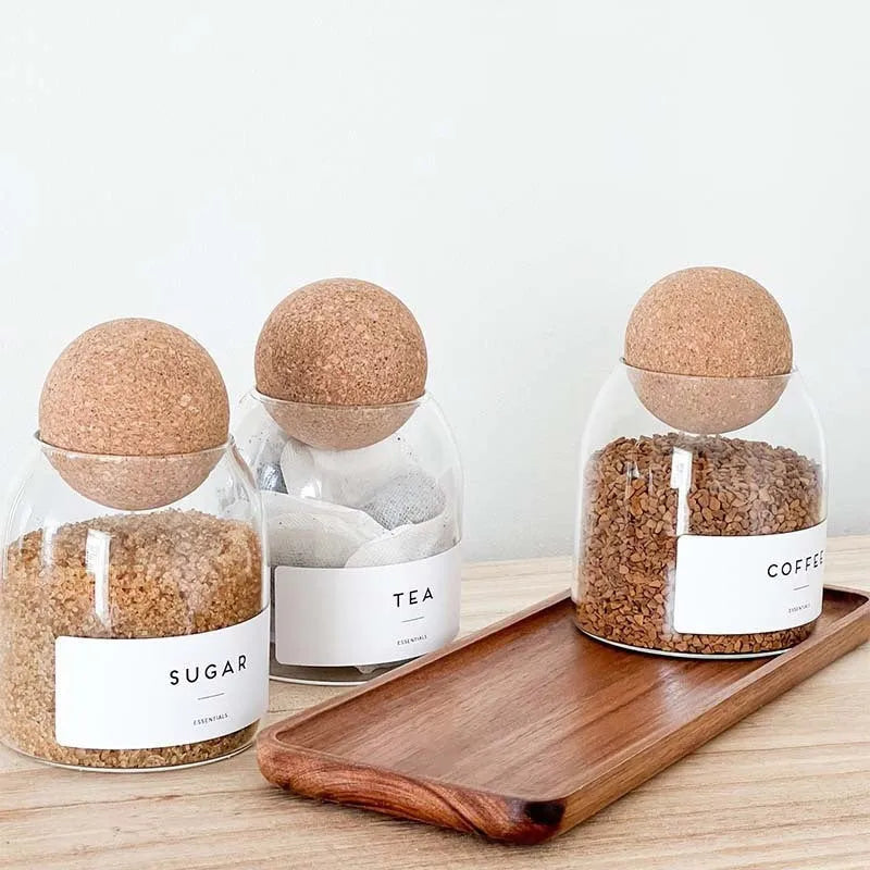 Glass food storage tank three-piece set spherical transparent design modern simplicity