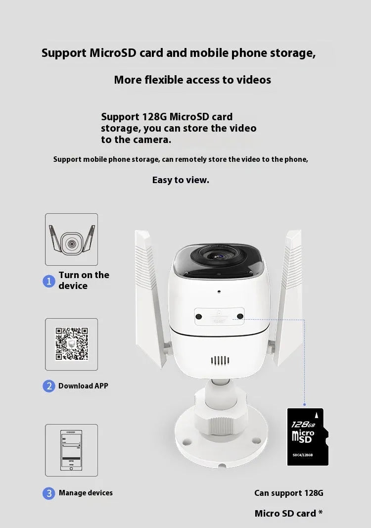 Outdoor 1080p HD webcam with infrared night vision and dustproof housing.