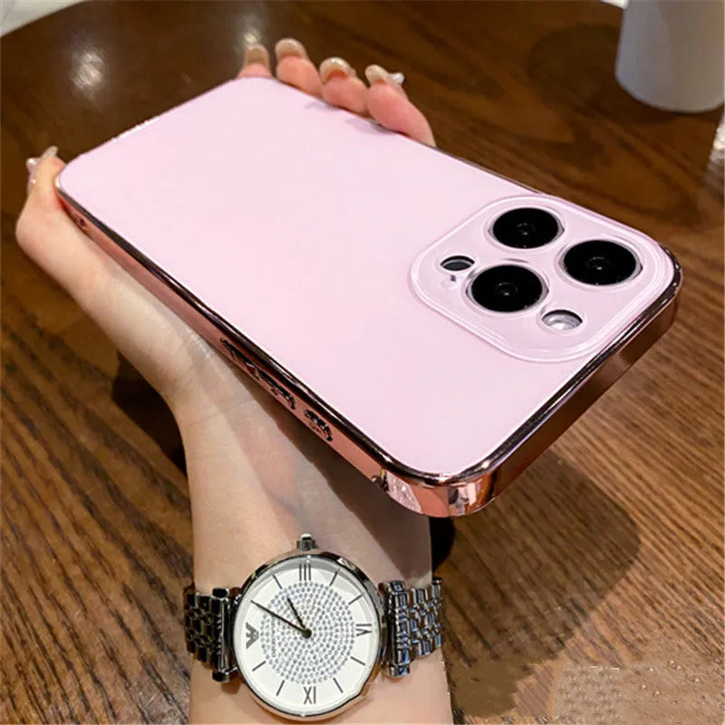 Frosted PC phone case in titanium gray with electroplated finish for iPhone 15 Pro Max