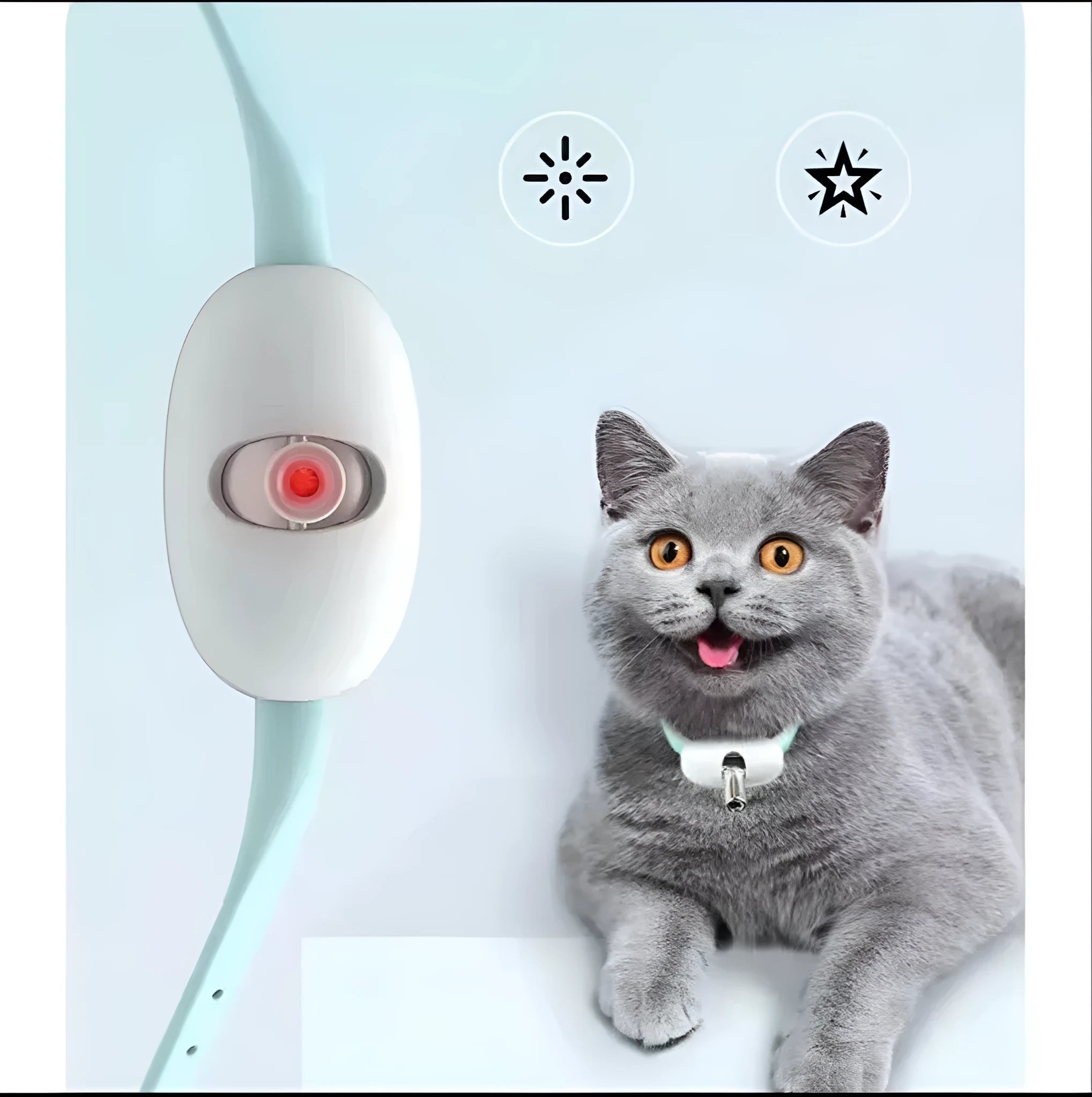 Automatic cat teaser laser toy with PC TPC construction in laser collar colour