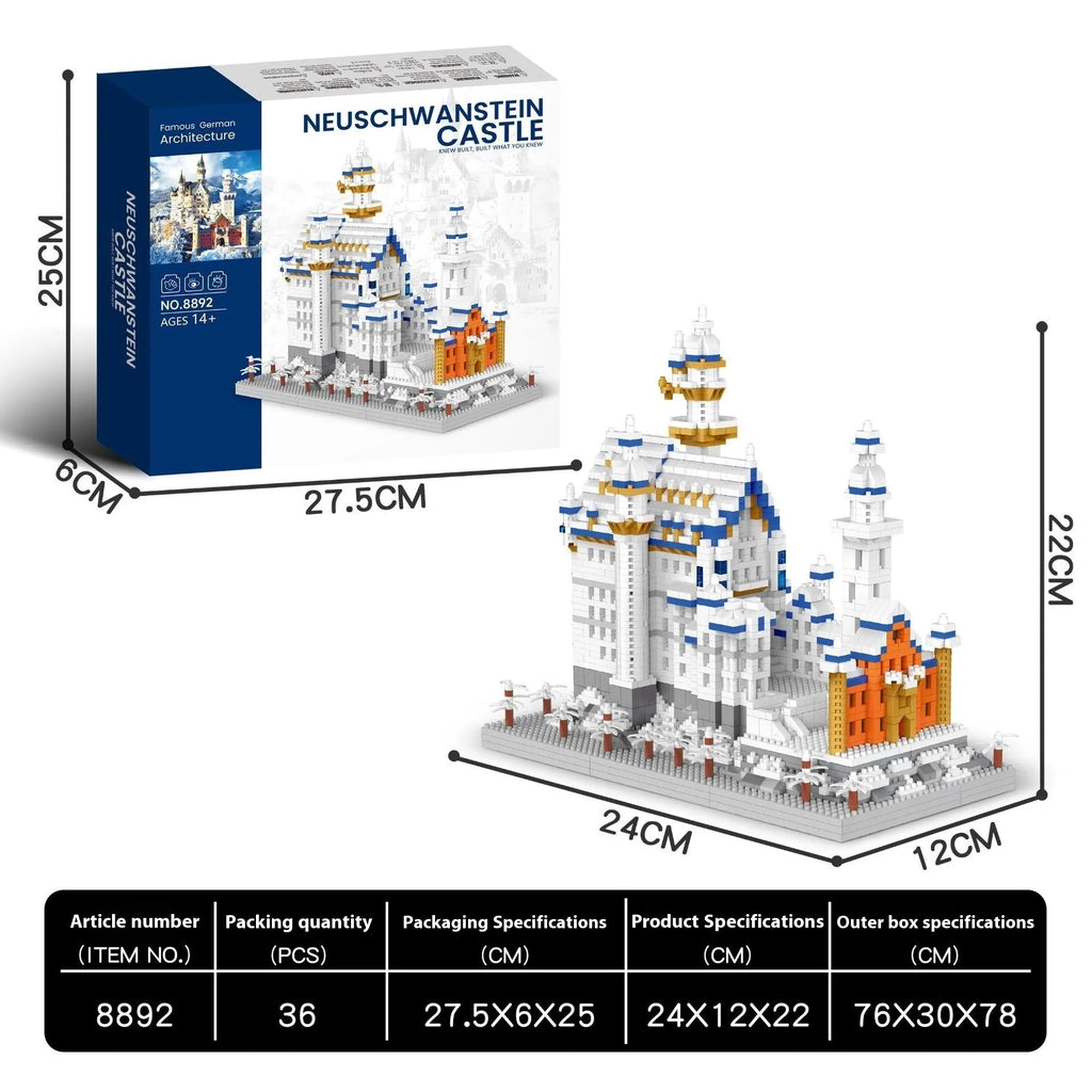 Micro particle plastic building block set to construct a landmark model such as the White House or Eiffel Tower