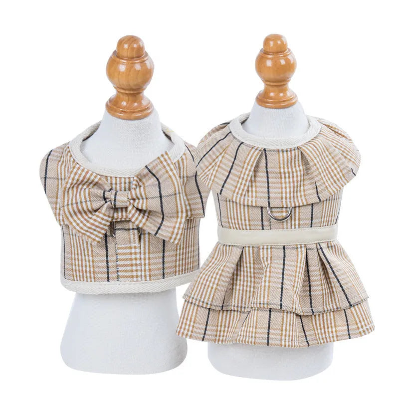 Chest strap pet vest harness with attached hand holding rope in polyester fabric