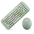 Wireless 2.4G keyboard mouse set in blue, compact design with 84 keys and 6-button mouse
