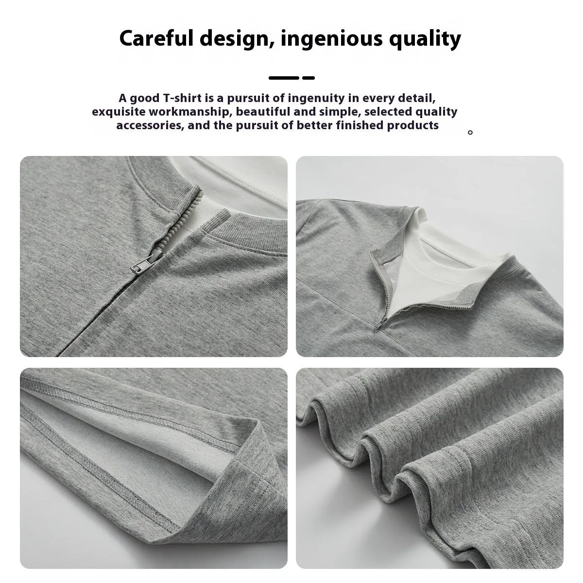Cotton blend loose fit patchwork top in solid colour with zip false two-piece design