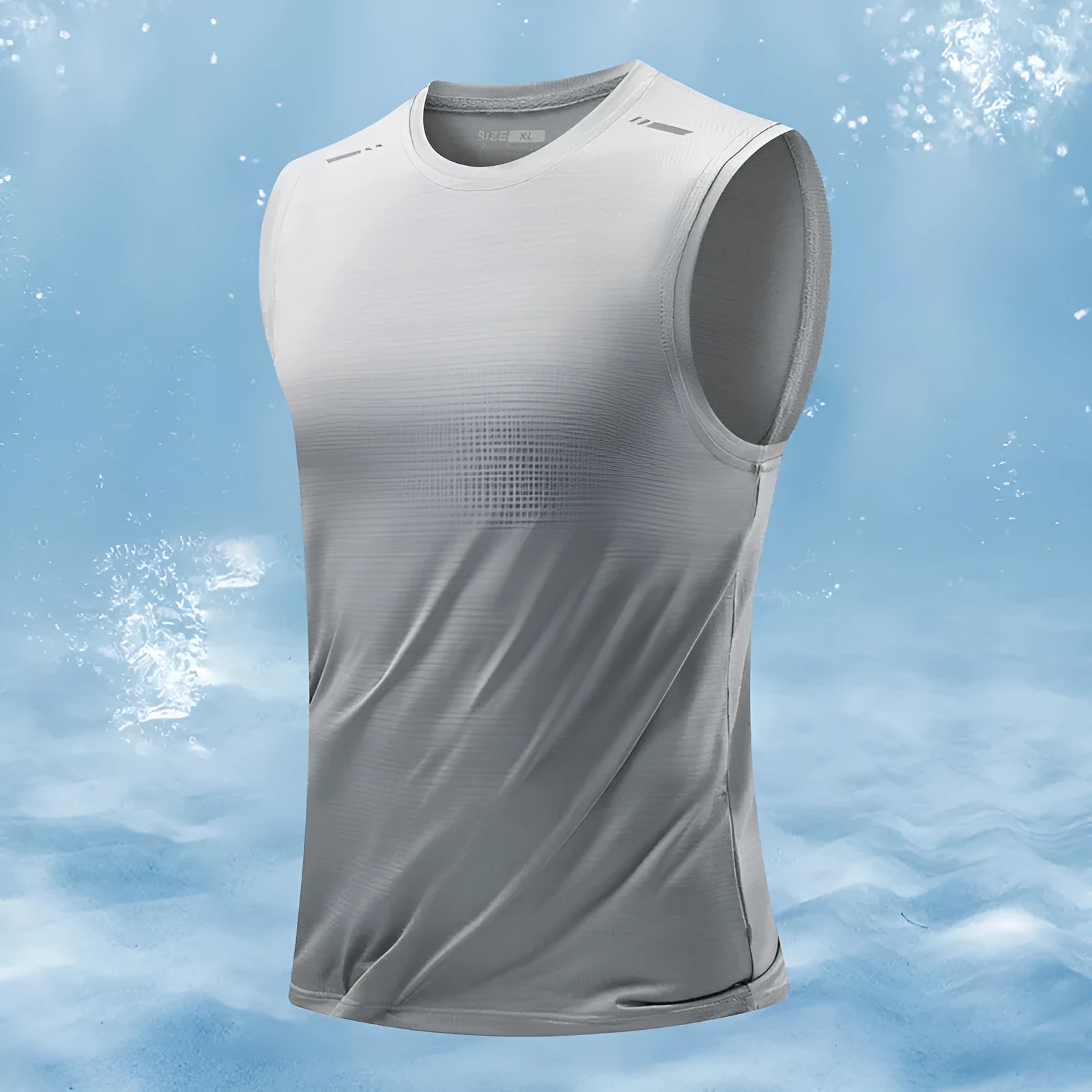 Men's loose fit sleeveless waistcoat in solid colours including blue, grey, black and white.