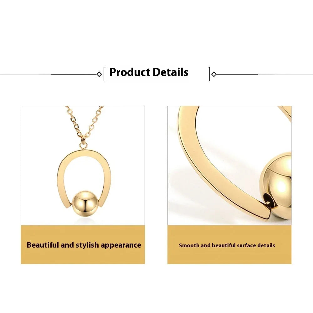 Adjustable stainless steel necklace with cross chain design and geometric pendant in gold colour.