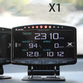 X1 automotive multi-function OBD instrument with LED display and metal casing.