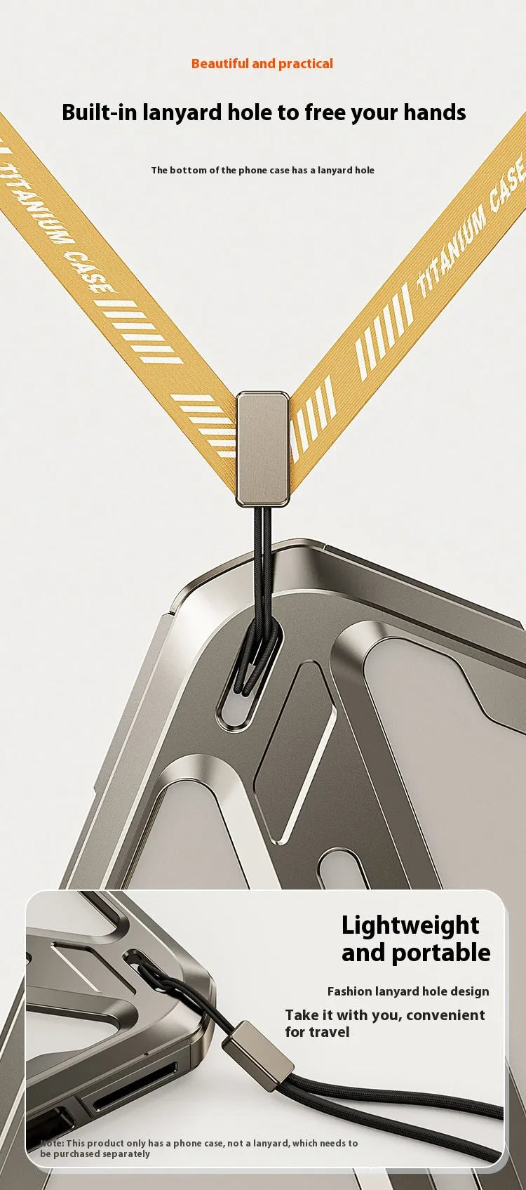 Titanium Gray metal phone case with hollow back for iPhone 14 Pro Max, half pack style