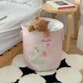 Foldable cotton laundry basket with bear design in modern simple style for bedroom storage