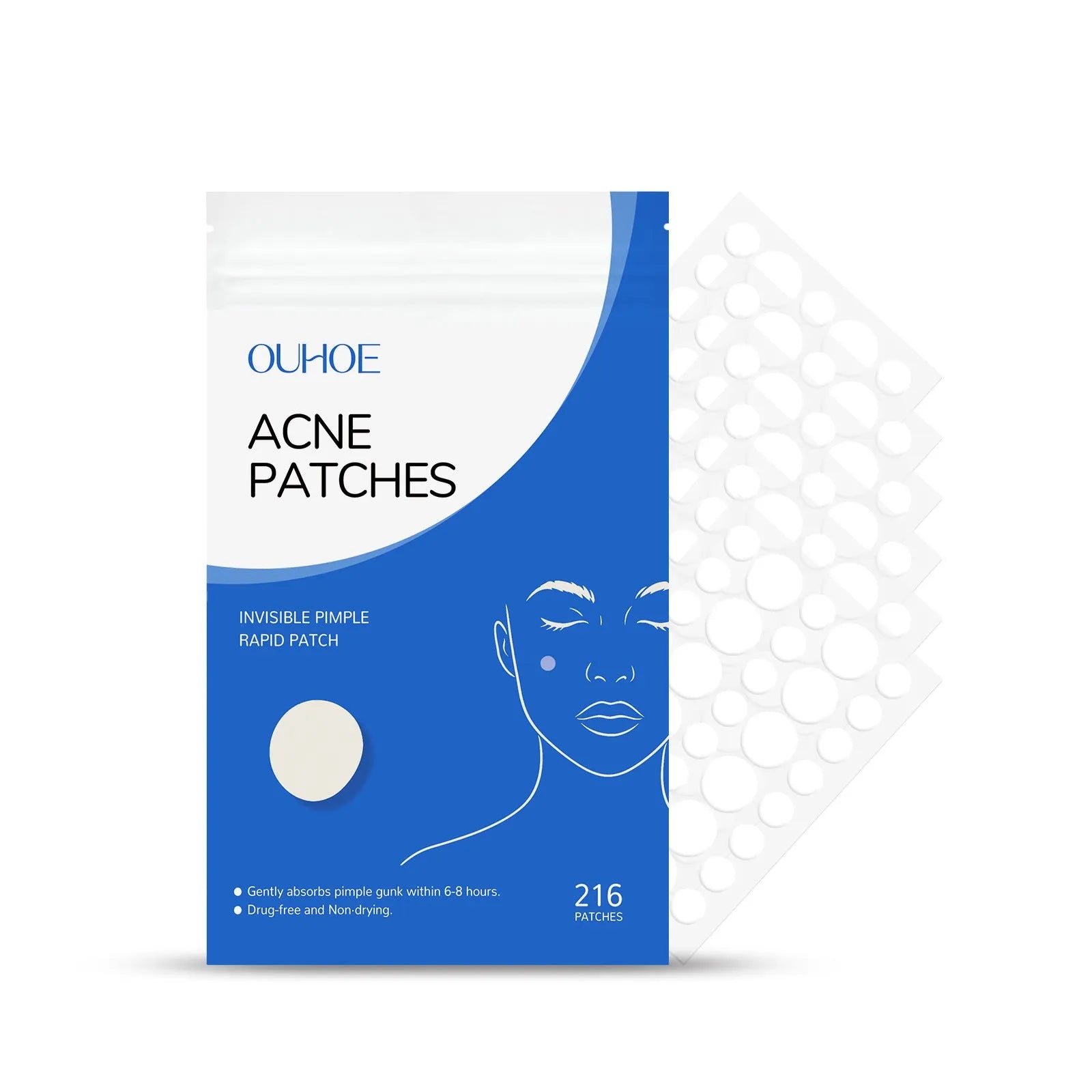 Pack of 216 acne patches with tea tree oil and Vitamin E for facial blemish treatment