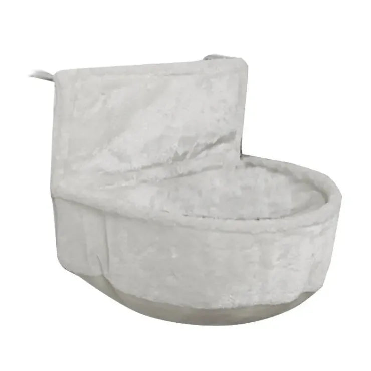 Grey iron frame cat hammock with soft fleece cloth, shown as a raised pet bed.
