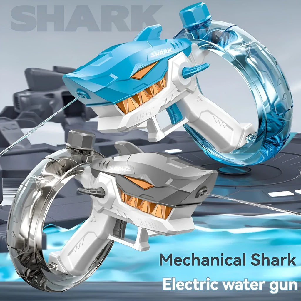 Blue Shark electric water gun toy with large tank for automatic continuous water fire