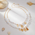 French pearl light luxury clavicle ocean necklace geometric shell shape gold finish on woman