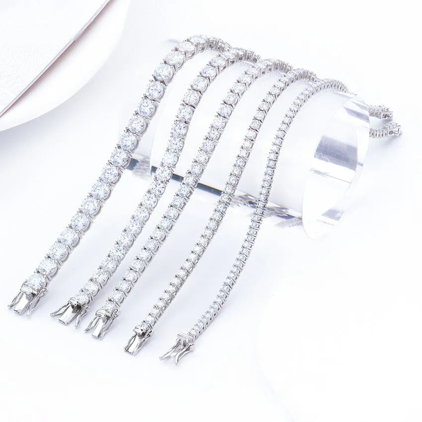 Moissanite full set S925 sterling silver bracelet with square and hexagonal star geometric design in rose gold finish.