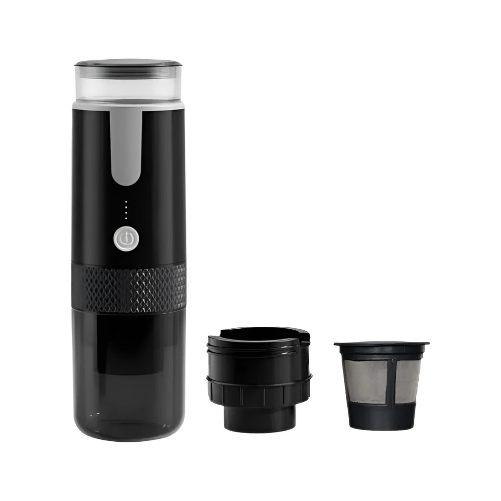 Portable black coffee machine for outdoor camping and car use with K CUP capsule compatibility