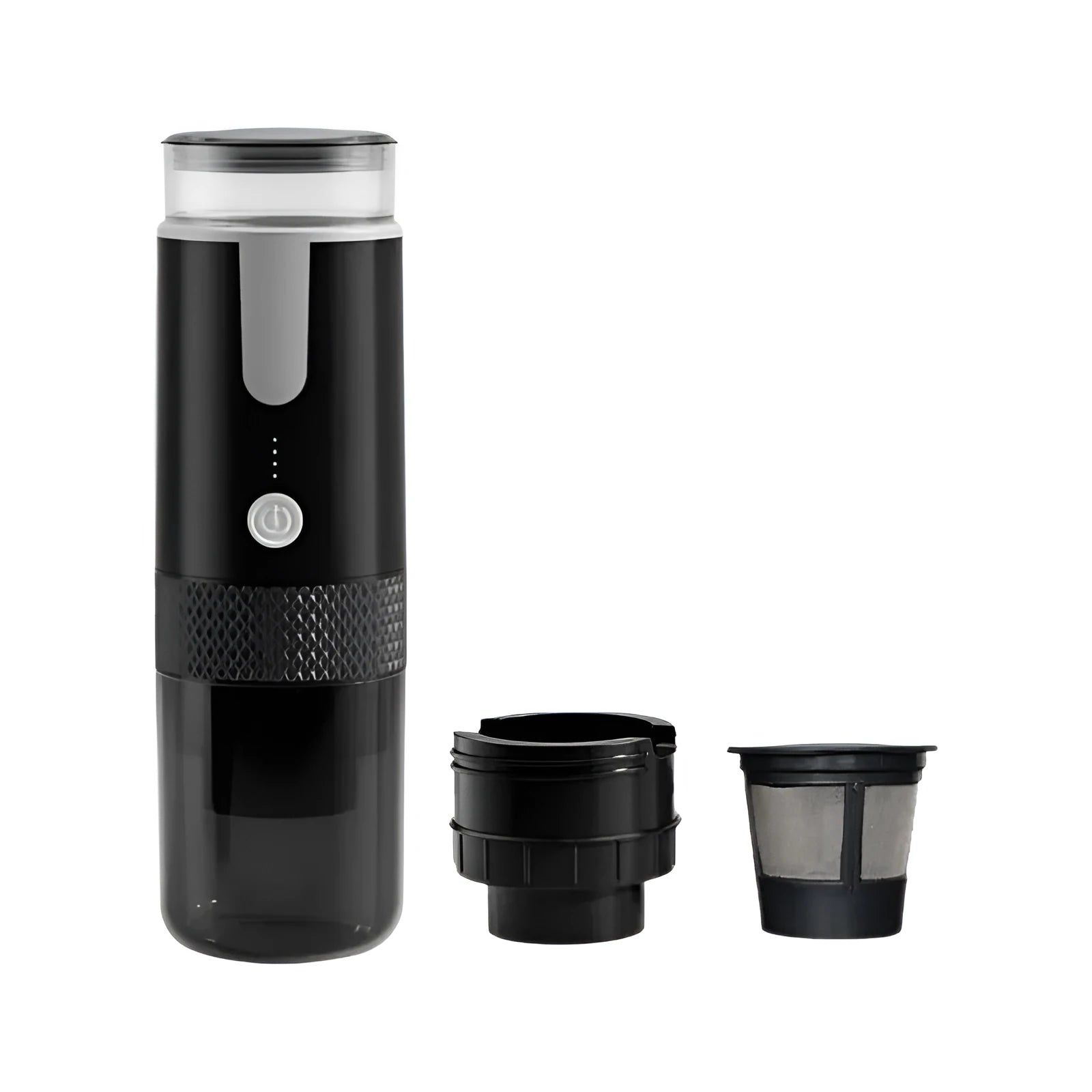 Portable black coffee machine for outdoor camping and car use with K CUP capsule compatibility
