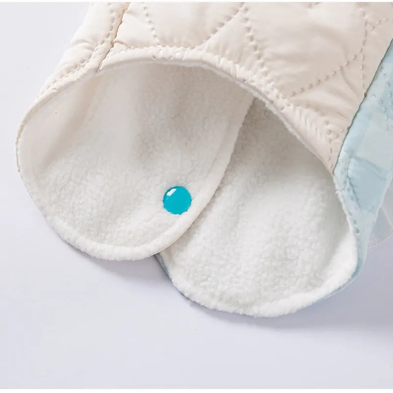 Blue thick warm heart-shaped checkered pocket pet vest dog coat with D-ring and side-buckle closure