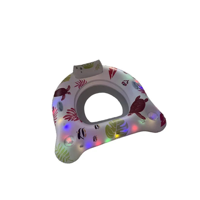 White U-shaped luminous inflatable float for pool lounging.