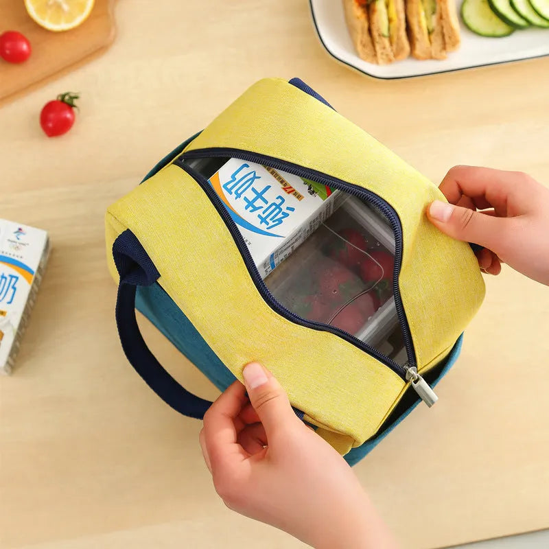 Aluminium foil insulated lunch bag in oxford cloth, shown in blue colour