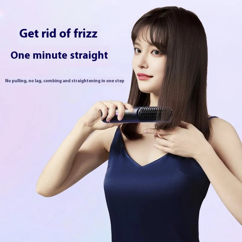 Portable charging negative ion straight hair comb in white, dark blue or grey colours