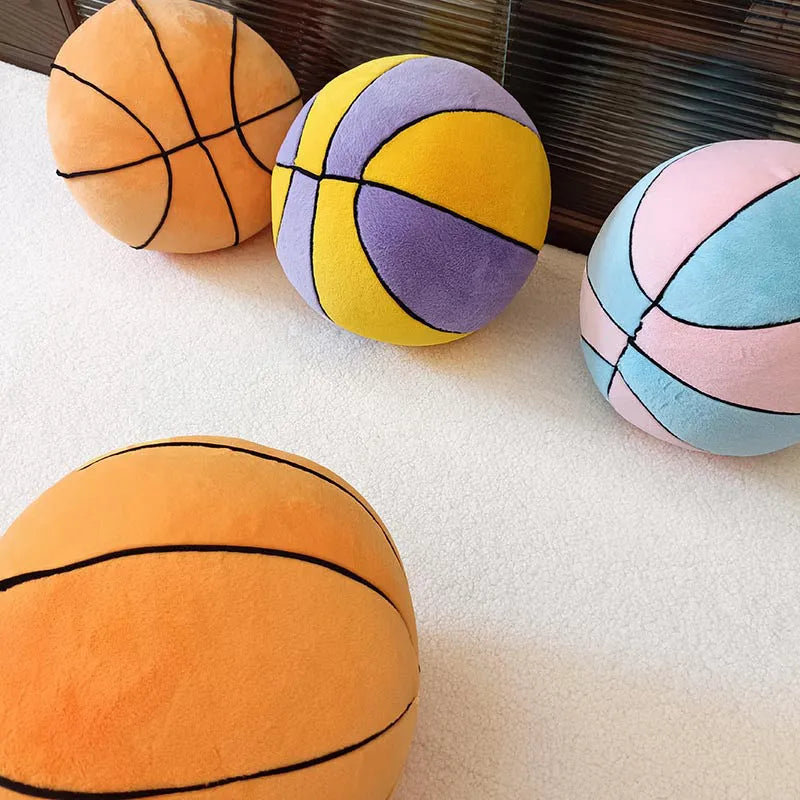 Soft basketball plush toy in orange, 28cm spherical doll for kids