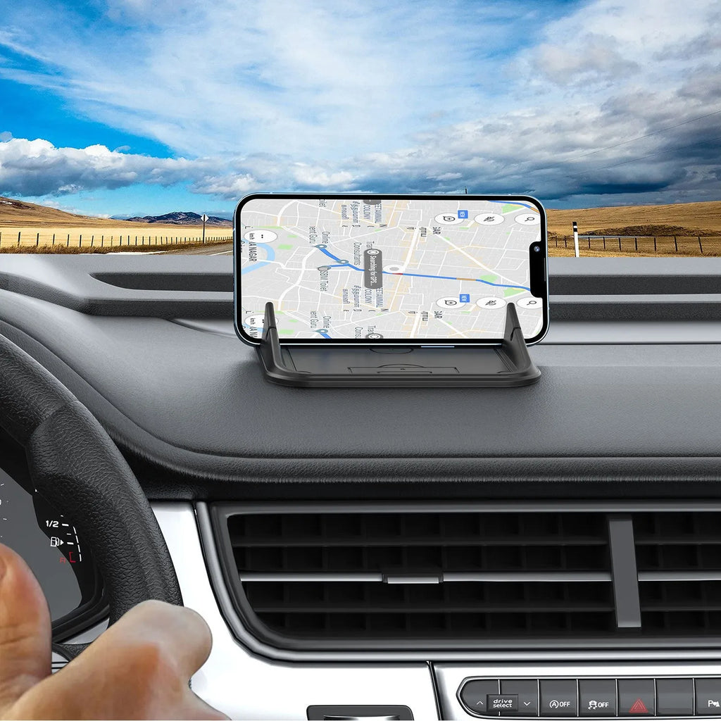 Peak-X5 silicone automobile phone holder with flexible construction for car and desktop mounting