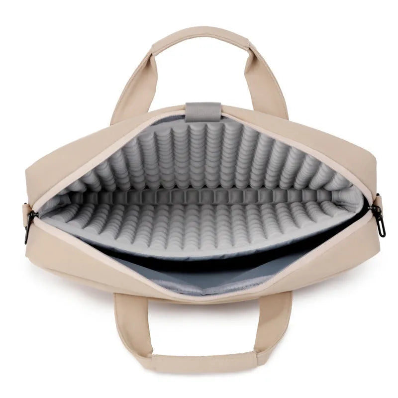 Polyester full airbag shockproof computer bag in Oxford cloth, solid colour, for 14 inch laptop, black or brown option