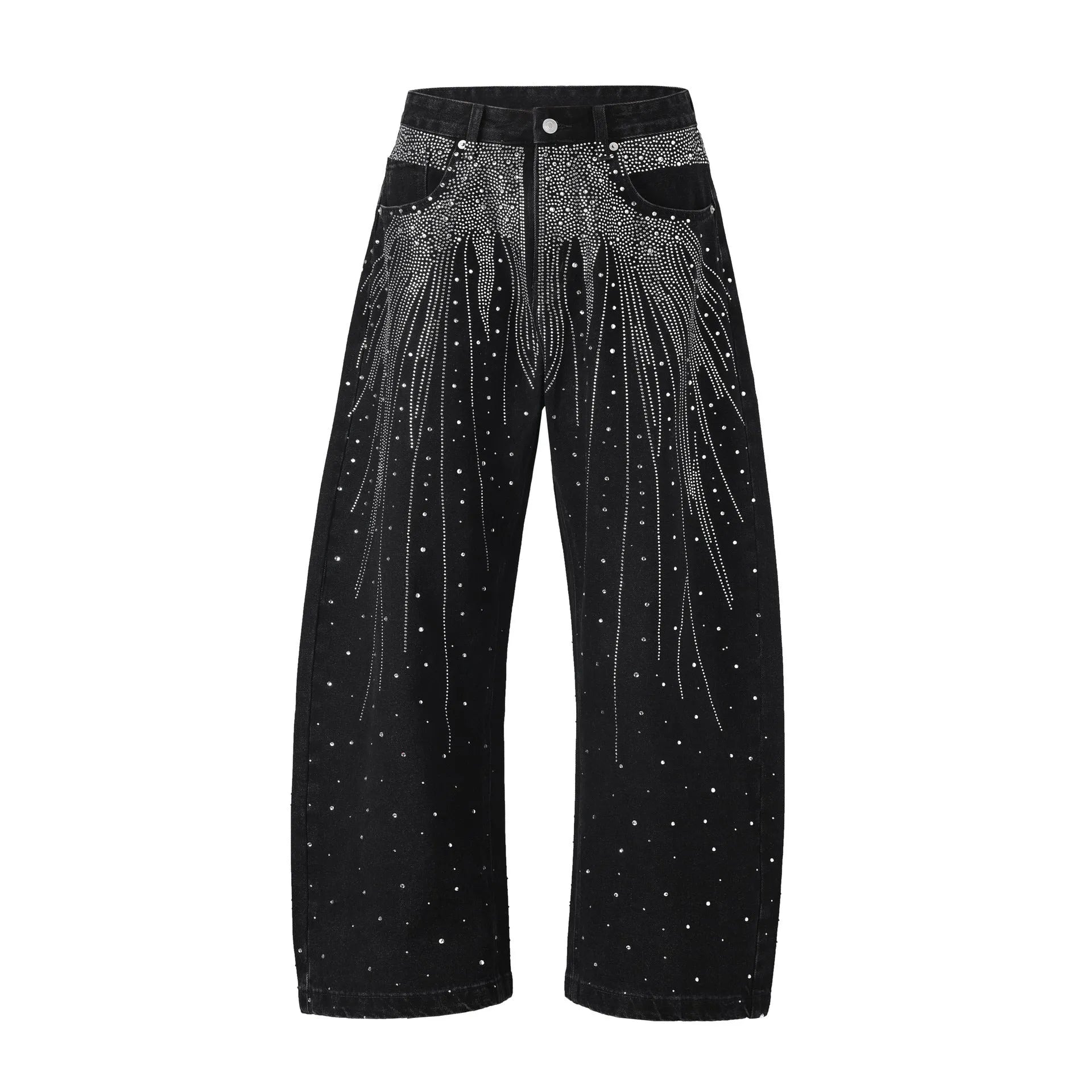 Blue loose-fitting wide-leg cotton trousers for teenagers with European sizing