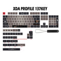 Five-sided sublimation PBT key cap set with Halloween theme in US layout showing 137 keys