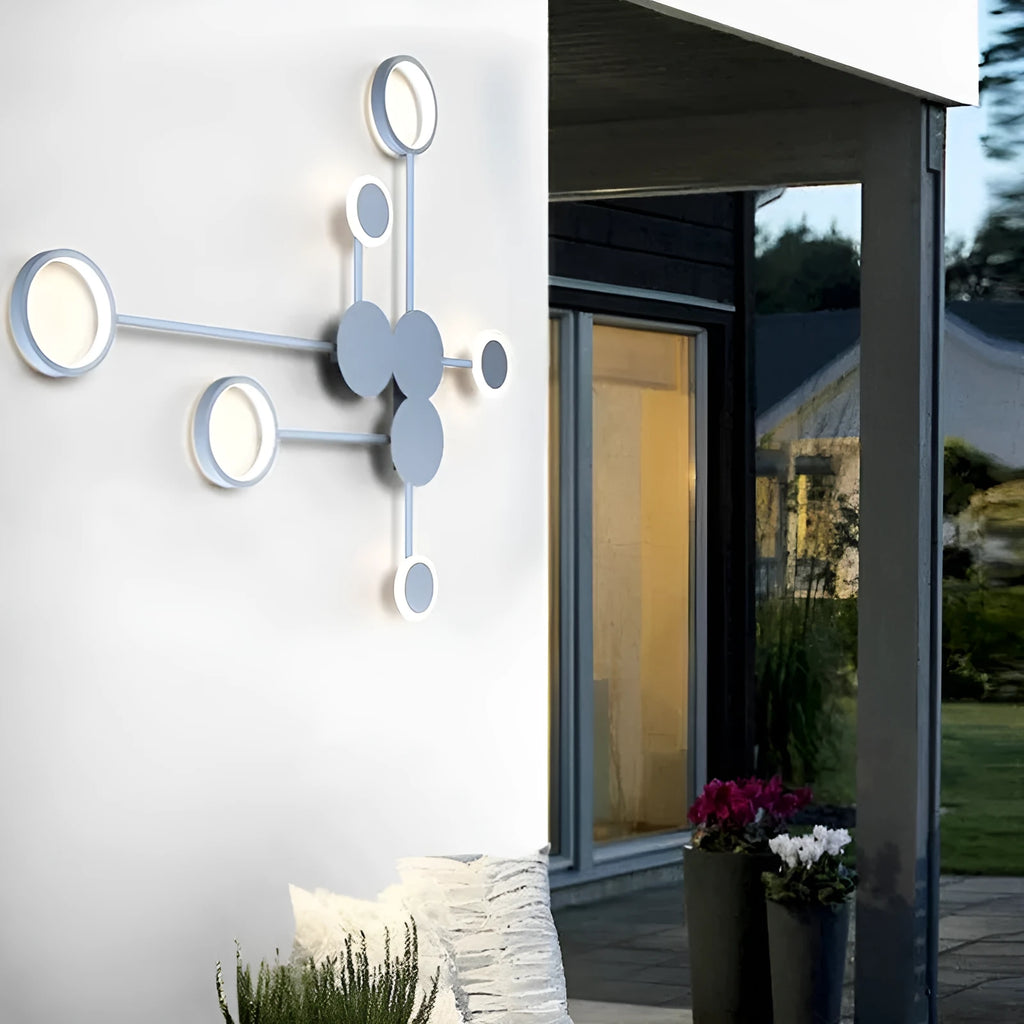 Designer wall lamp for bedroom, 96.5cm wide, iron and acrylic, 6 heads, black finish