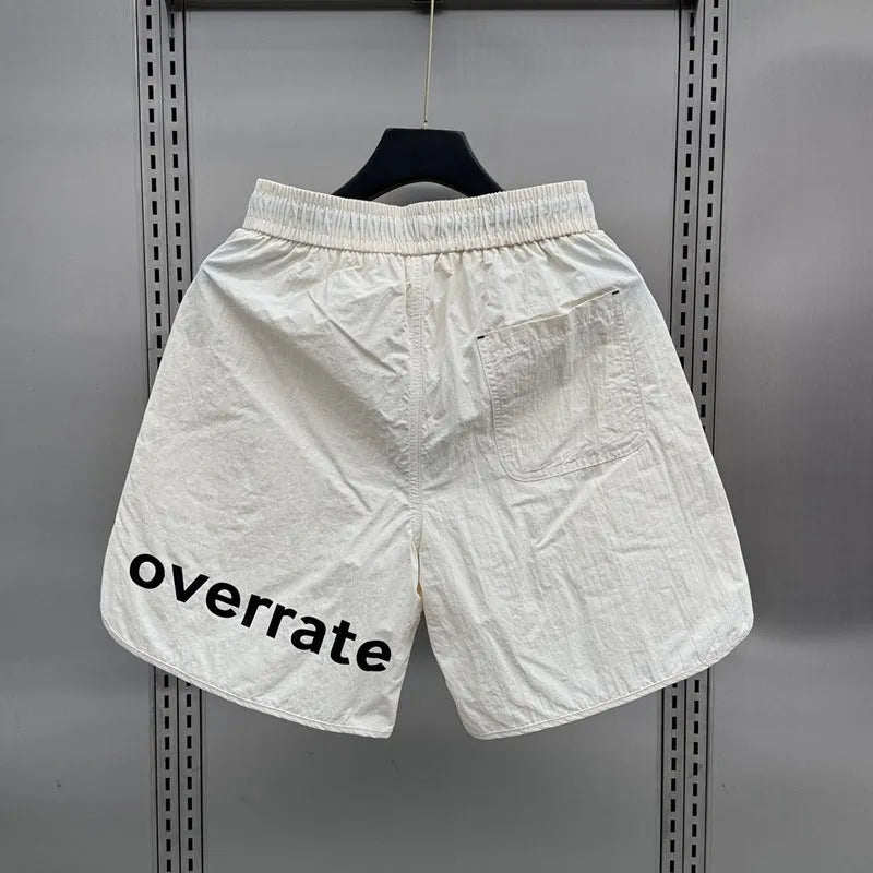 Men's lightweight casual polyester shorts in black with elastic waist, size M to 3XL, summer style