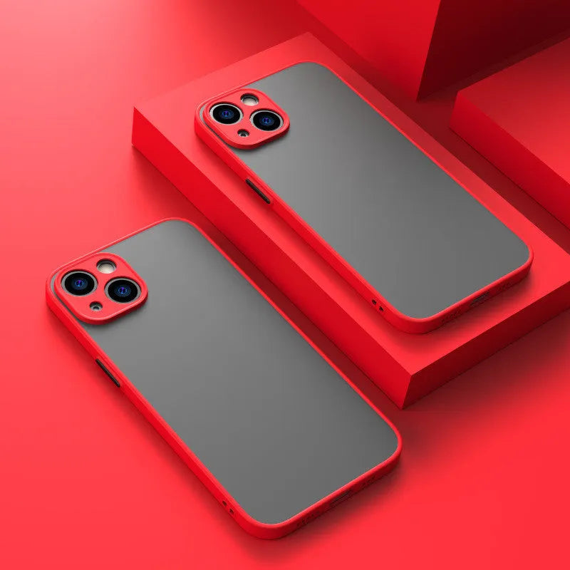 Frosted hard black iPhone case showing fine hole pattern and full camera lens cutout.