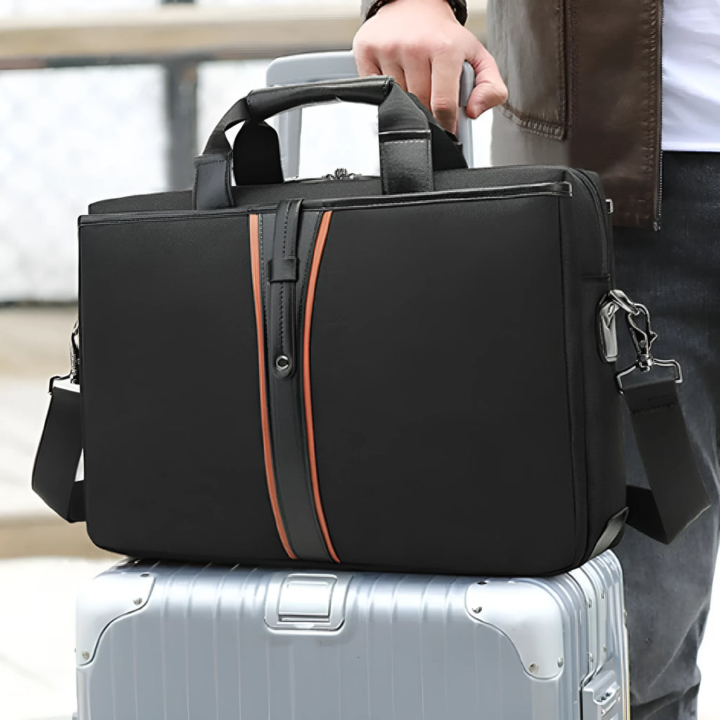 Black Oxford cloth single-shoulder laptop backpack for 15-inch devices with waterproof and anti-theft features