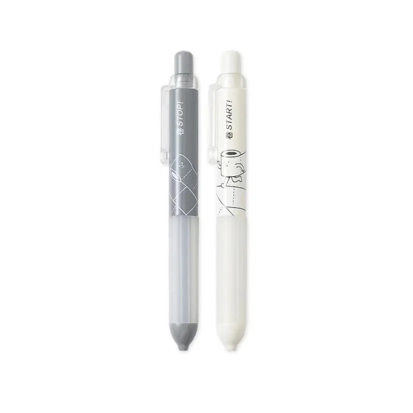 Black and white 0.5mm HB mechanical pencil with plastic barrel and minimalist design