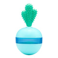 Blue and green durable rubber interactive dog treat dispenser puzzle ball for medium large dogs