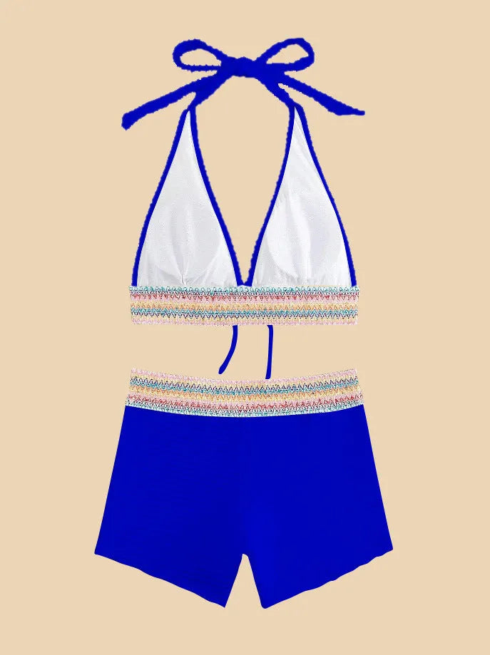 Women's high waist bikini swimsuit in multiple colours with striped and solid patterns
