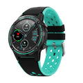 GPS smart watch with silicone sports band in blue, black, cyan, or silver black