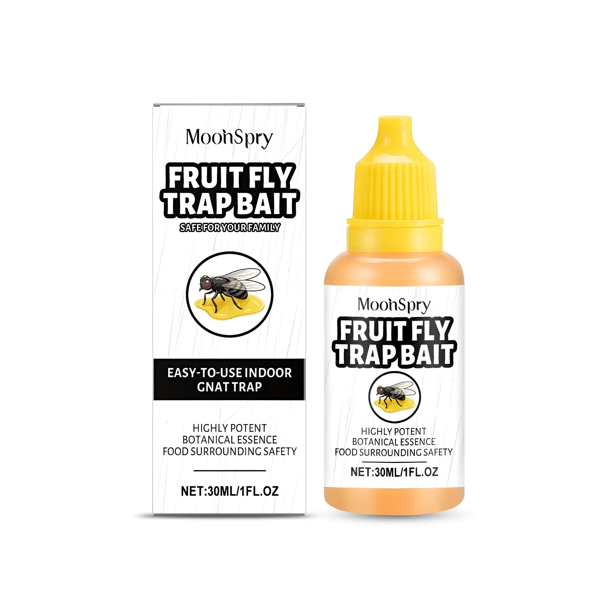30ml bottle of clear liquid gel fruit fly trap bait with label