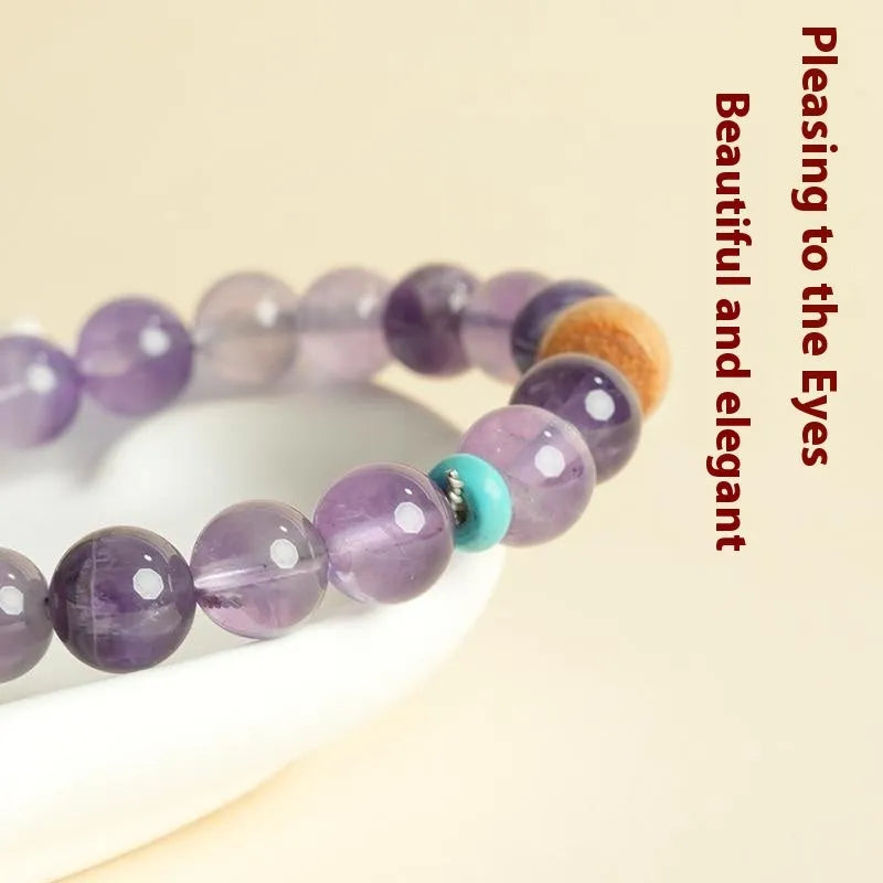 Handmade purple amethyst lucky bracelet for women with adjustable design