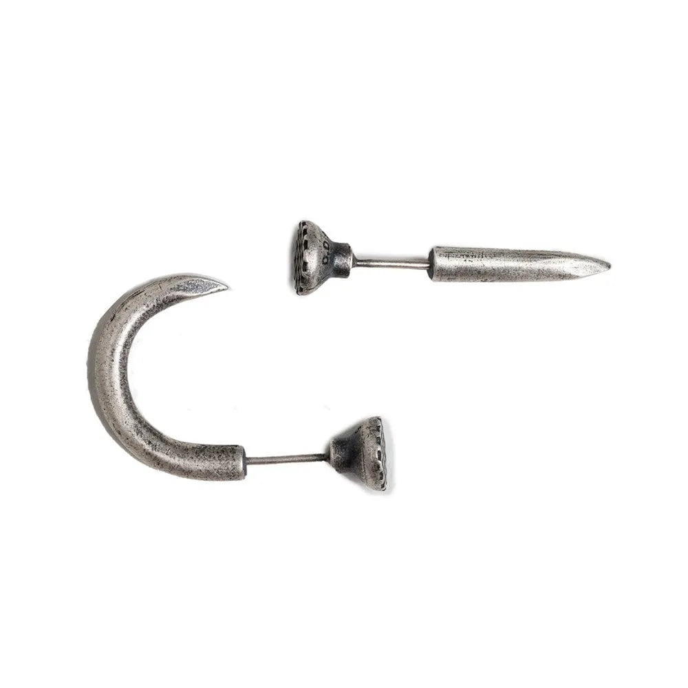 S925 sterling silver punk stud earrings with straight or curved nail designs in retro style