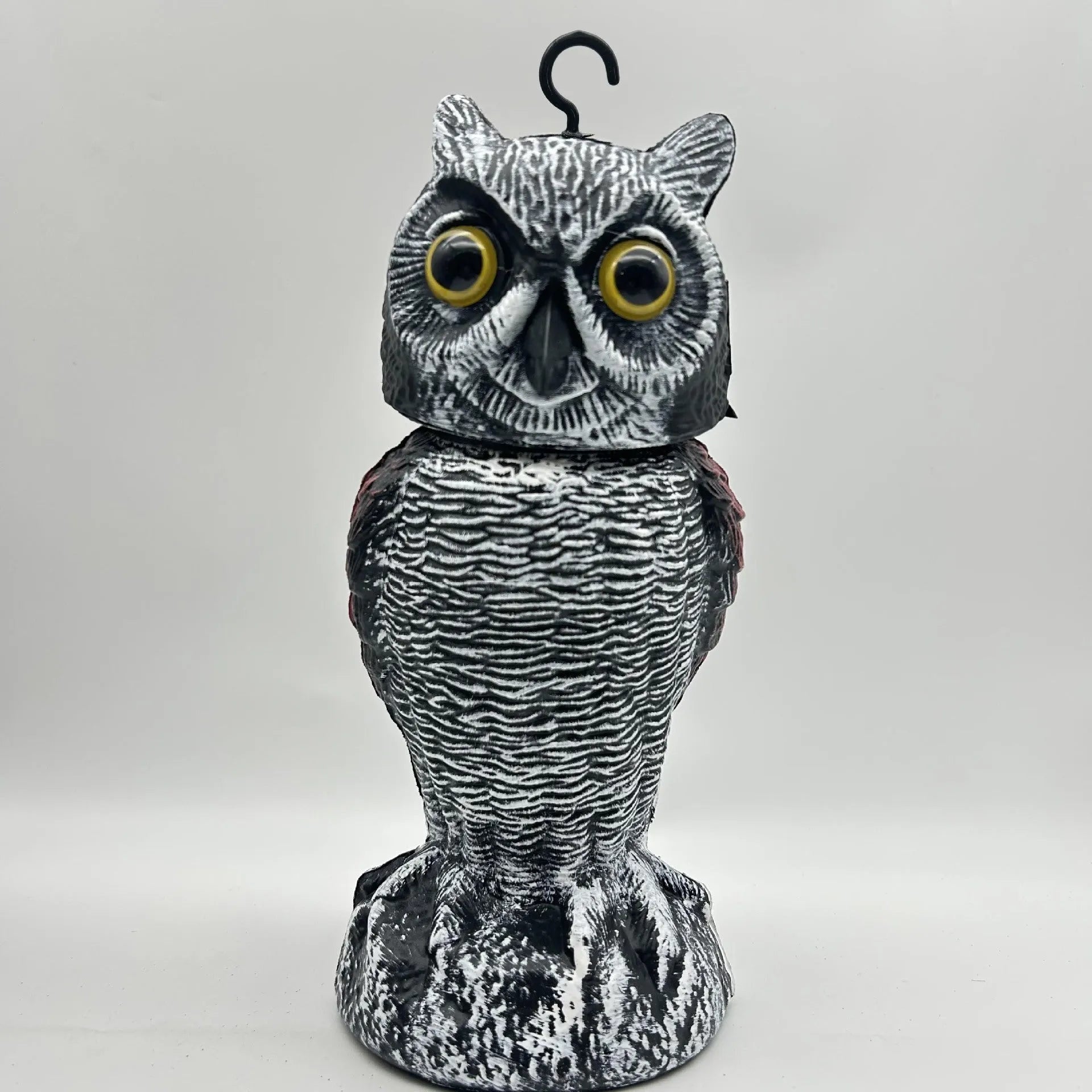 Artificial owl bait ornament with shaking head mechanism for outdoor bird deterrent