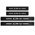 Car door threshold anti-stepping sticker in carbon fibre leather, black, with CR-V white label design