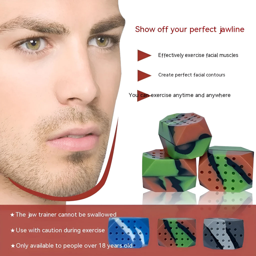 Camouflage silicone facial muscle fitness balls for masseter exercise in transparent two-pack packaging