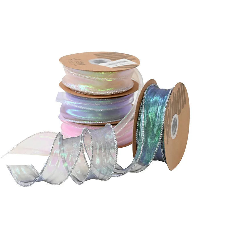 Fishtail yarn floral colourful wave ribbon mesh decorative trim 4cm width with edge cutting craftsmanship