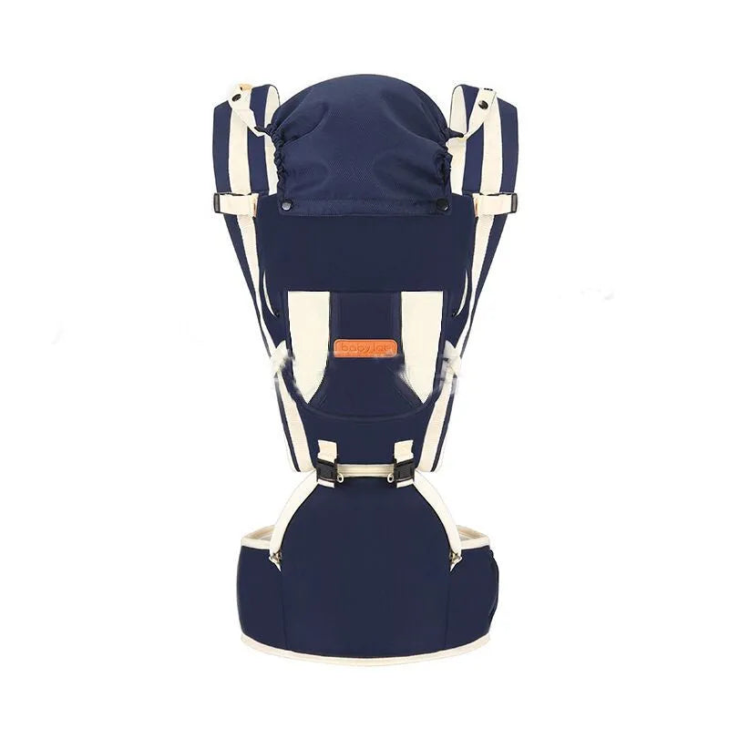 Multifunctional baby front cross holding strap in blue for secure waist stool carrying