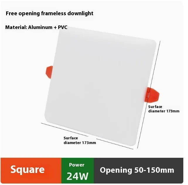 Ultra-thin aluminium LED panel light with adjustable hole tube mounting in circle and square shapes