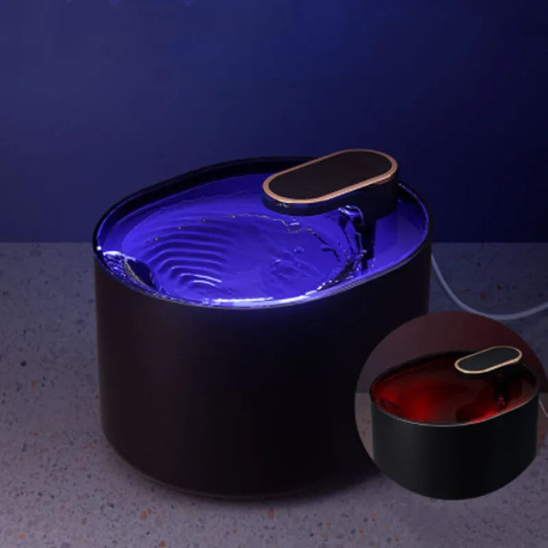 Automatic pet water fountain with USB cable, filter element, and detachable components in Berlin blue colour