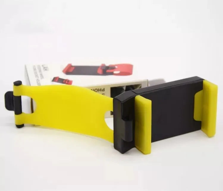 Car steering wheel phone holder in five colour options showing compact ABS plastic construction