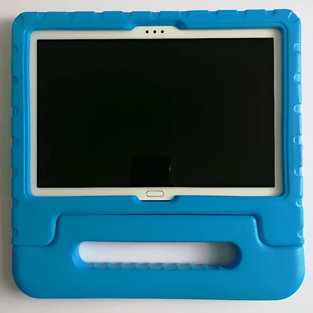 Huawei 10.1-inch tablet protective case in blue EVA foam shown on a tablet.